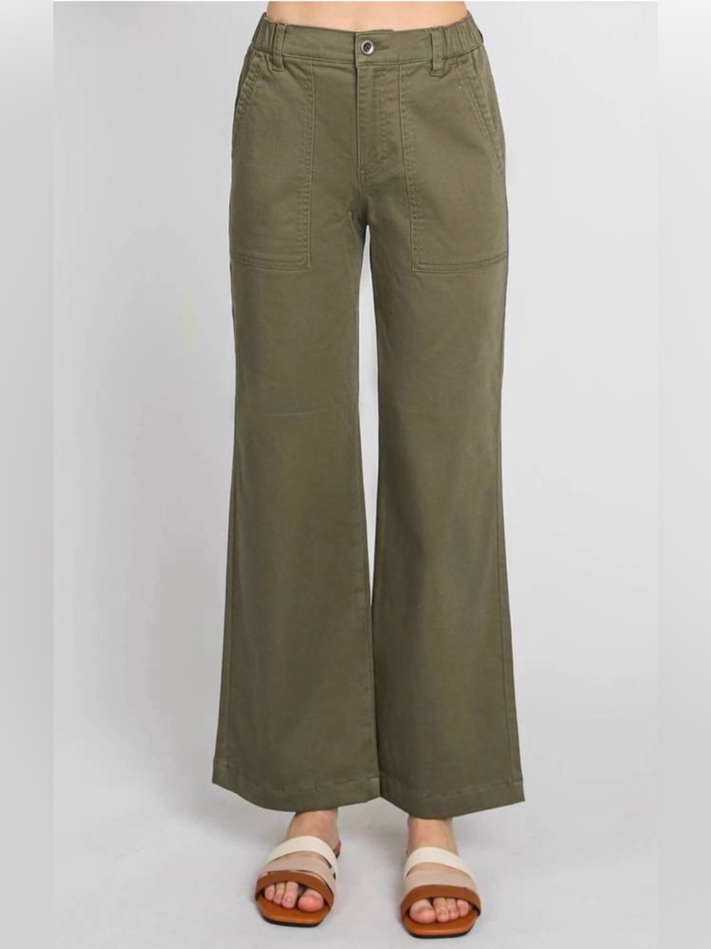 New L.T.J. LETTER TO JULIET Utility Wide Leg Pants Olive Green Size S NWT